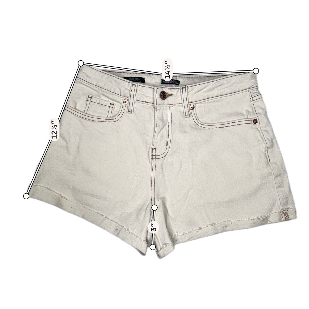 Wild Fable High Rise Rolled Cuff Denim Shorts Cream White Size 6 Contrast Stitch - Picture 5 of 6
